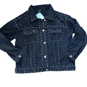 Studded black denim jacket